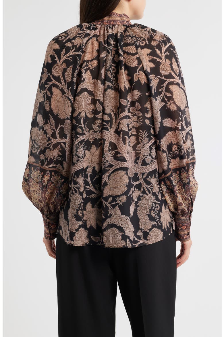 Solace Print Button-Up Shirt, Alternate, color, BLACK/ BROWN MULTI