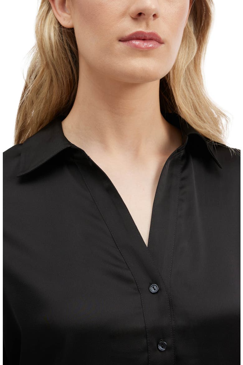 Satin Button-Up Shirt, Alternate, color, BLACK
