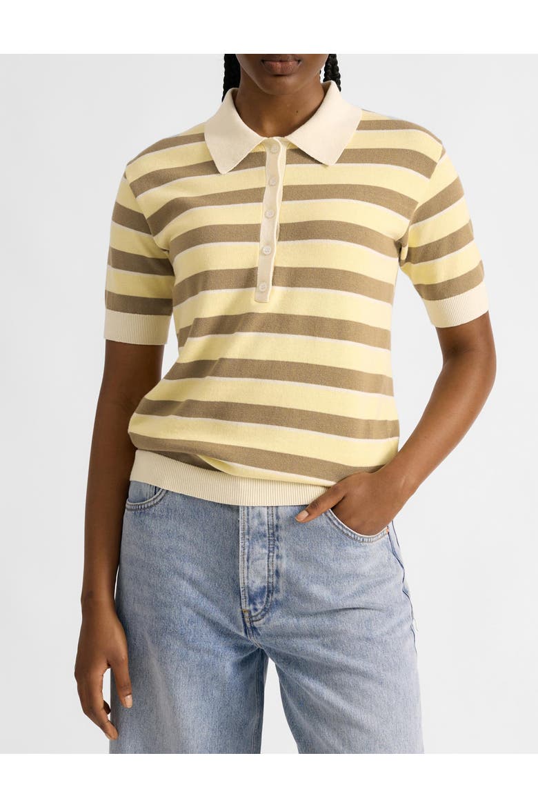 Stripe Short Sleeve Polo Shirt, Alternate, color, Lemon