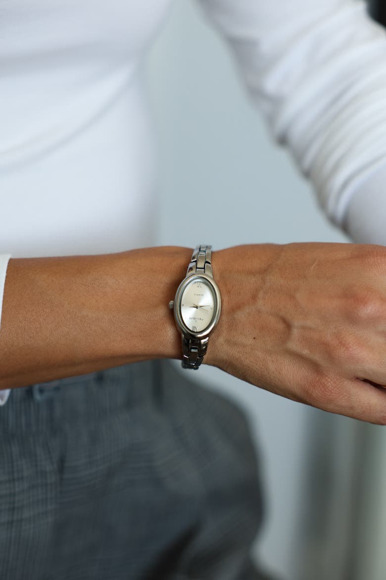 Modern Oval Link Bracelet Watch- 30x25MM, Alternate, color, Silver