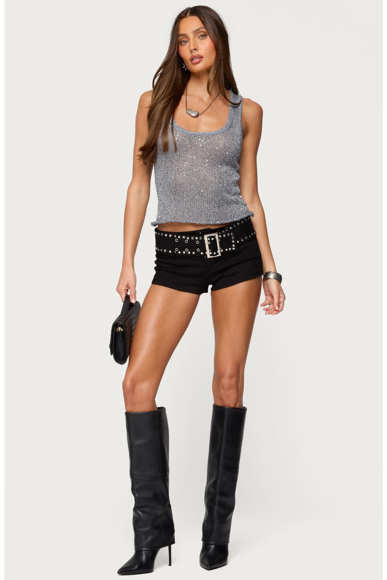 Eleora Sequin Knit Tank, Alternate, color, GRAY