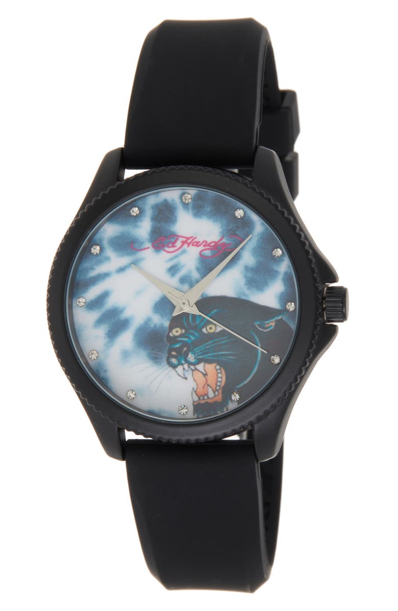 Ed Hardy x Ed Hardy Silicone Strap Watch, 38mm, Main, color, 