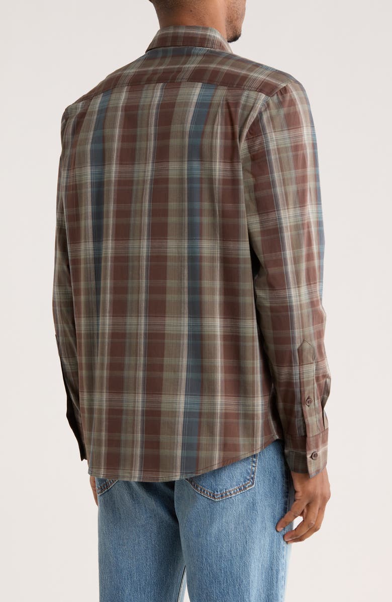 14th & Union Plaid Poplin Button-Up Shirt, Alternate, color, Brown Clark Plaid