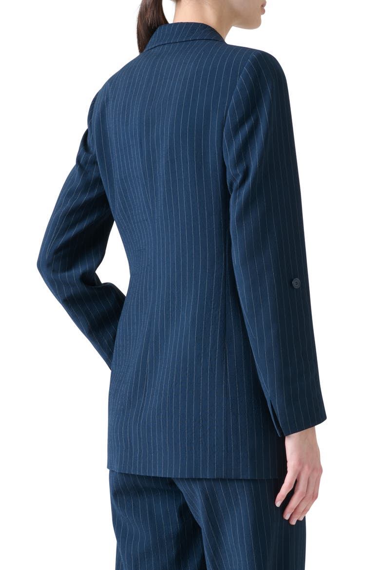 Pinstripe Cool Wool Blend Crepe Blazer, Alternate, color, NAVY