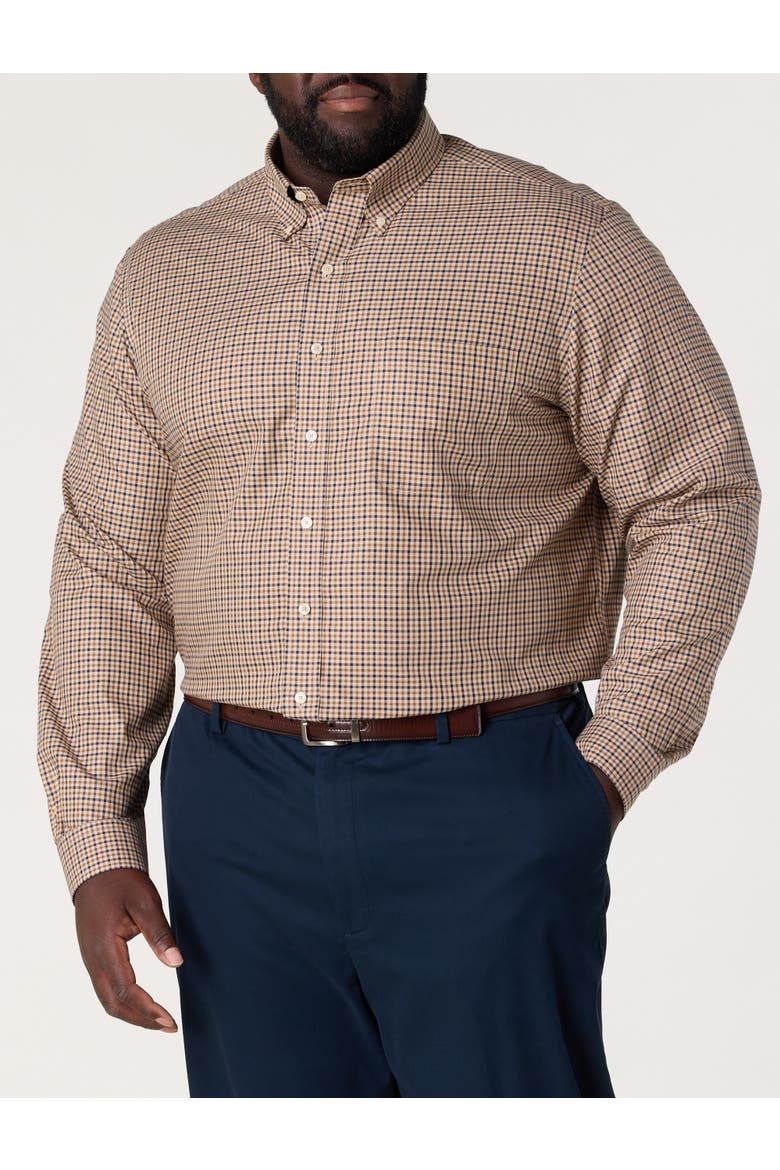 Big & Tall  Non-Iron Fall Plaid Sport Shirt, Main, color, SAFARI MINI CHECK