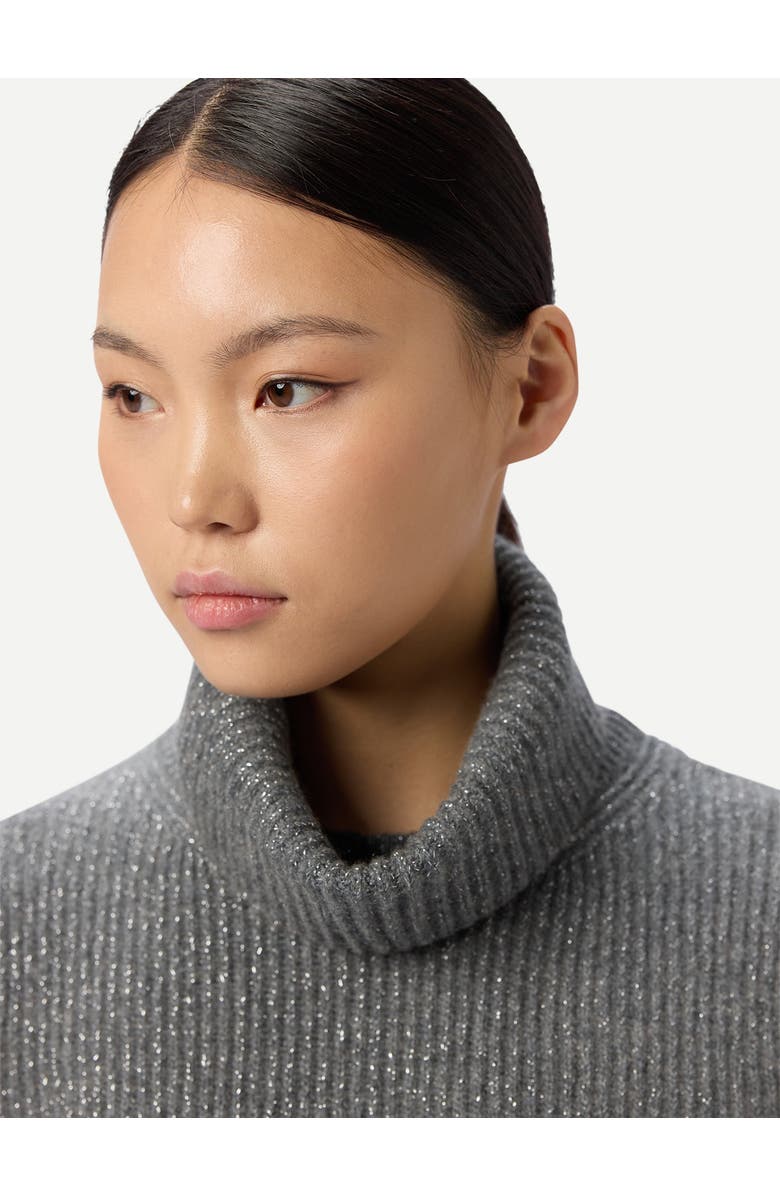 Gobi Cashmere Cashmere Sweater with Detachable Collar, Alternate, color, Steel Gray