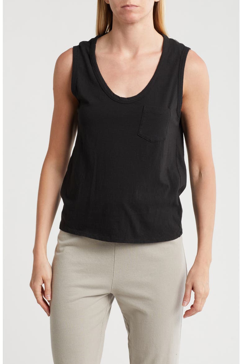 V-Neck Cotton Tank, Main, color, BLACK