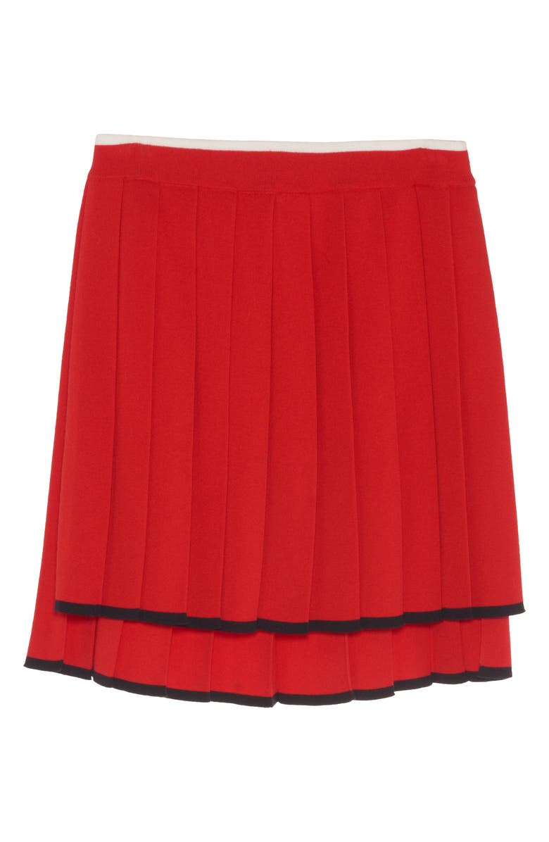 Thom Browne Tipped Step Hem Pleated Wool Blend Skirt, Alternate, color, 