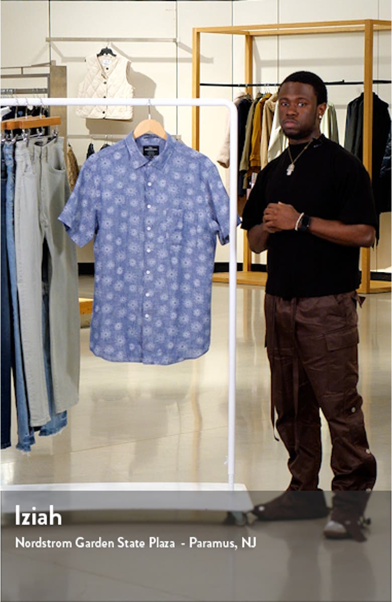 Carleton Floral Short Sleeve Linen Button-Up Shirt, sales video thumbnail