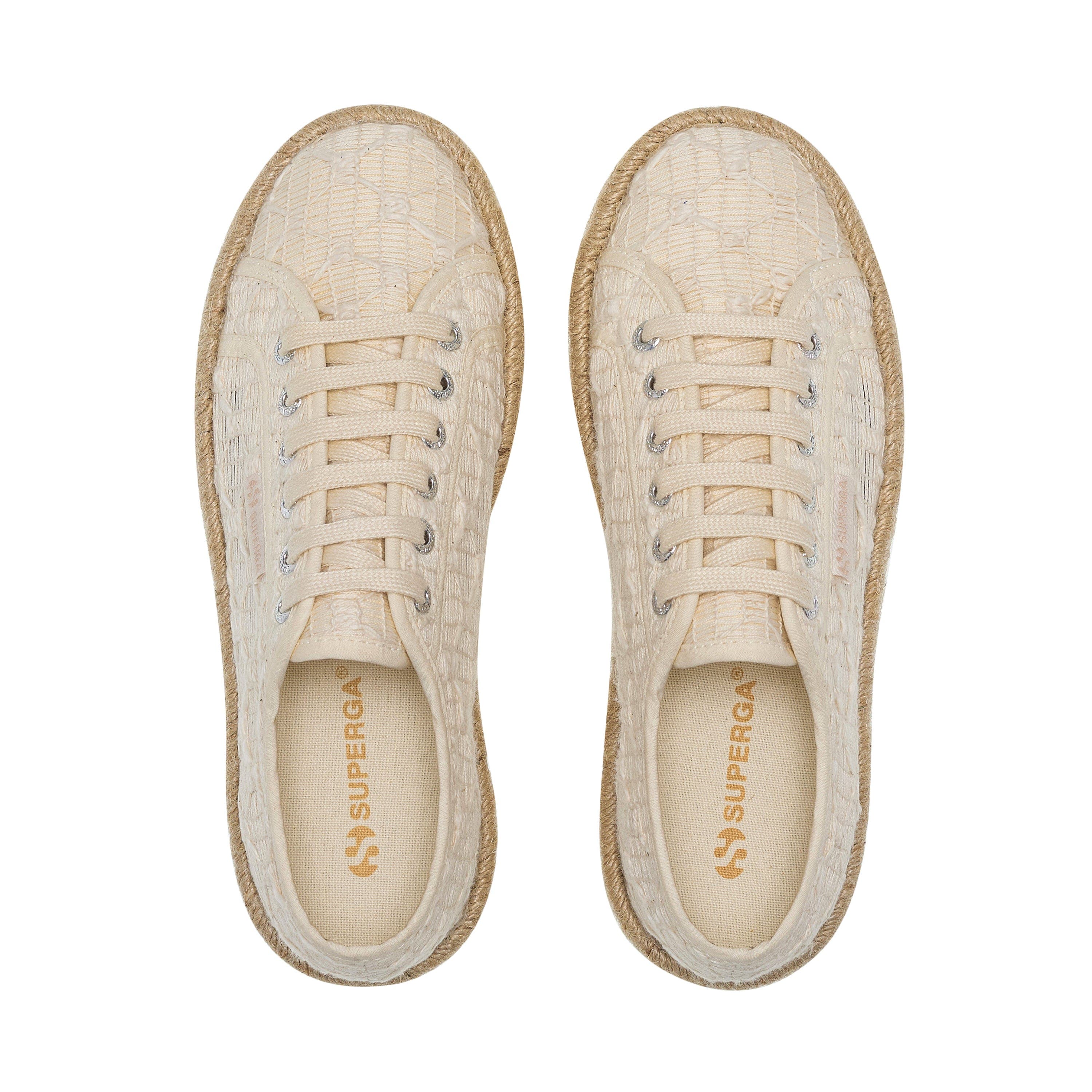 Superga 2740 Platform Crochet Rope, Alternate, color, White Avorio Natural