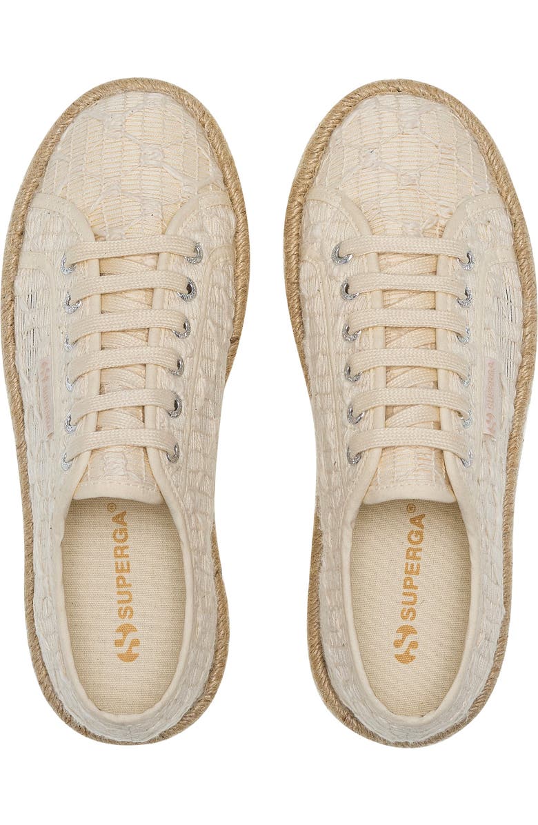 Superga 2740 Platform Crochet Rope, Alternate, color, White Avorio Natural