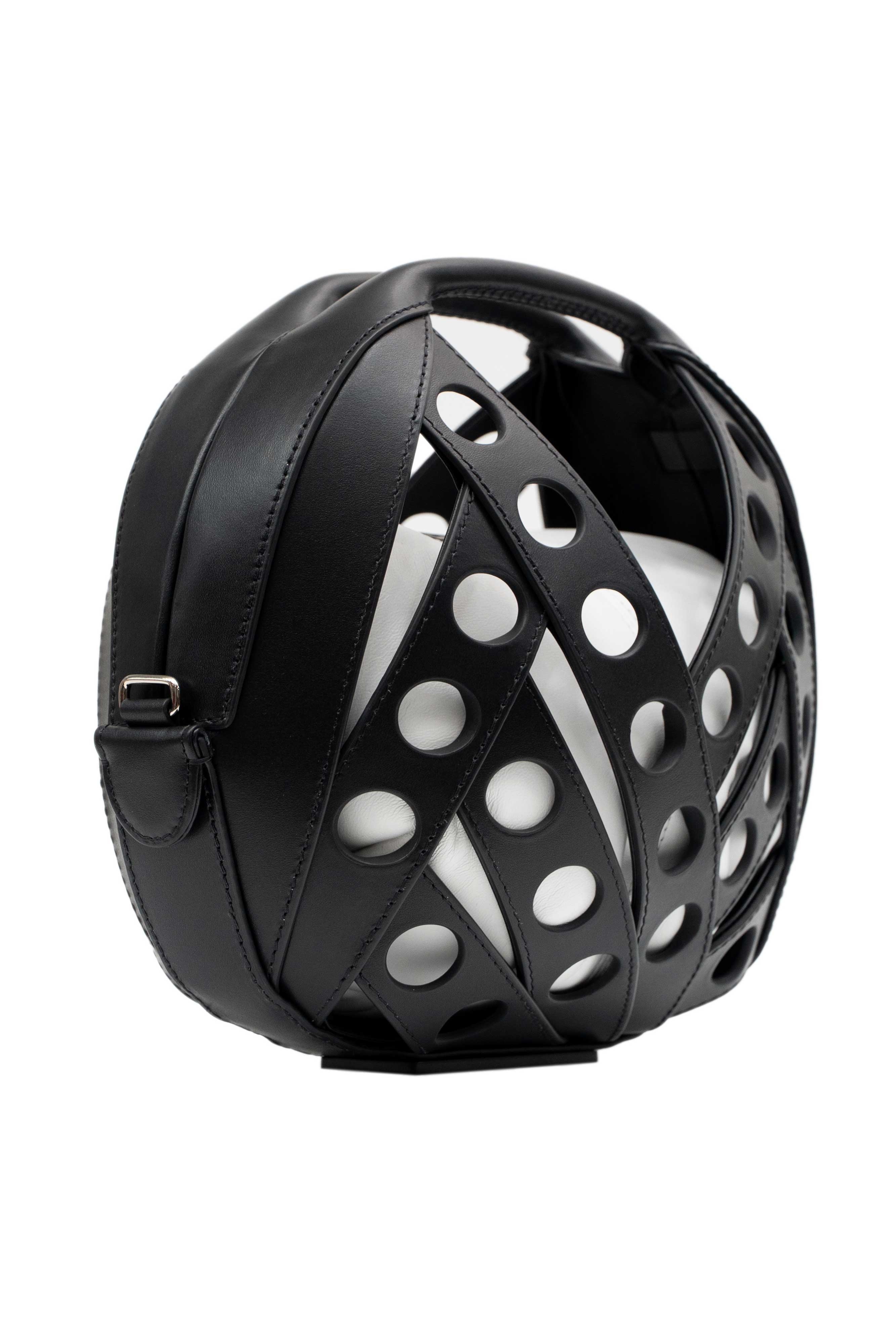 PERRIN PARIS Le Petit Panier Perforé Xbody, Alternate, color, Black/White