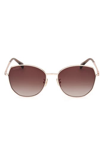 Max Mara 58mm Round Sunglasses In Brown