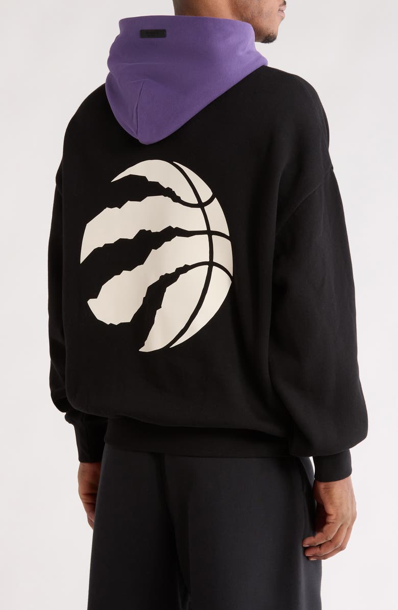 Fear of God Essentials x NBA Raptors Sports Fit Hoodie, Alternate, color, Black/ Purple Reign