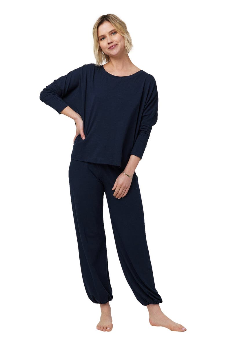 The Cat's Pajamas Pima Knit Pullover Set, Main, color, Classic Midnight