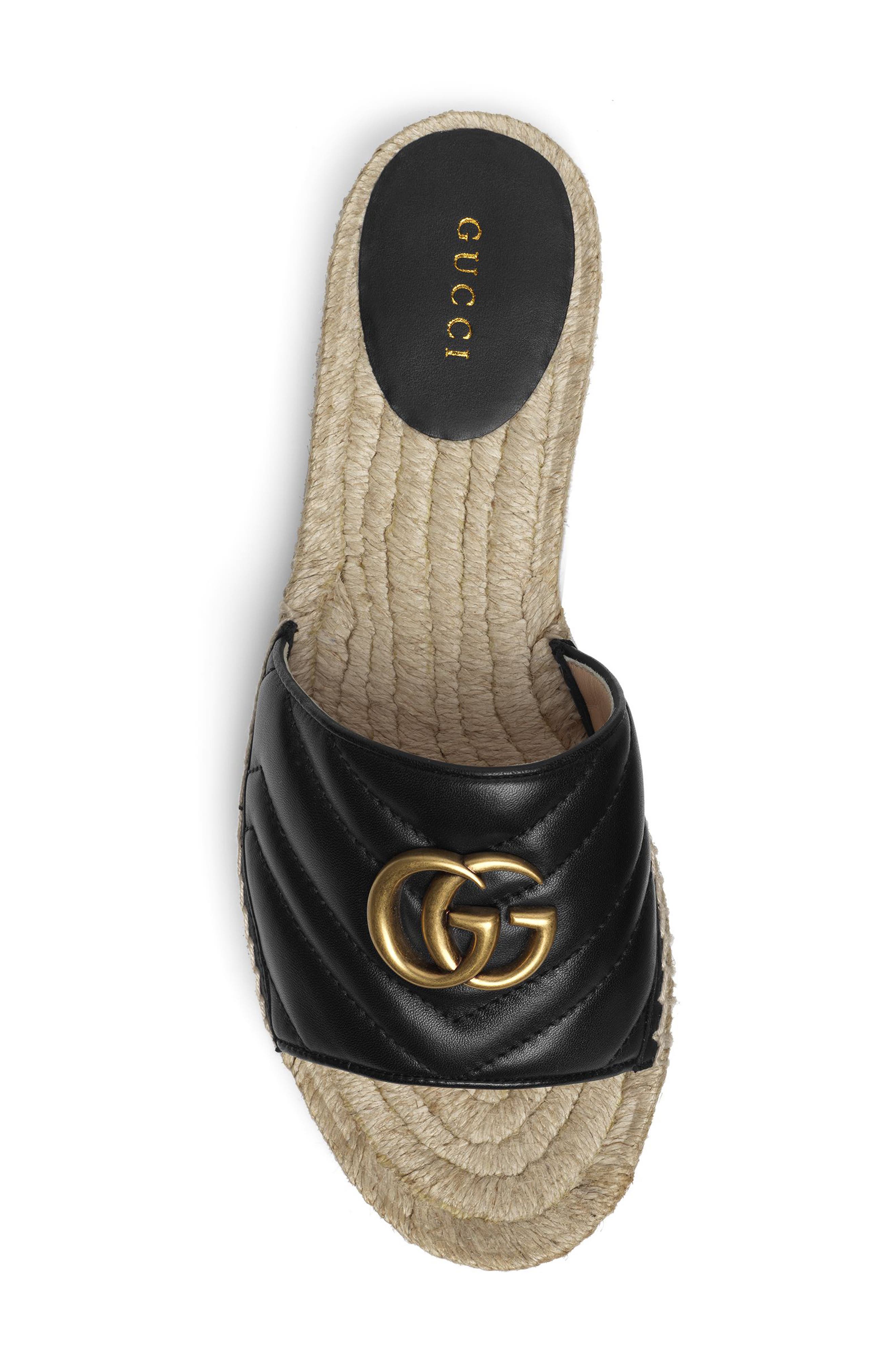 Gucci Pilar GG Matelassé Espadrille Slide Sandal, Alternate, color, 