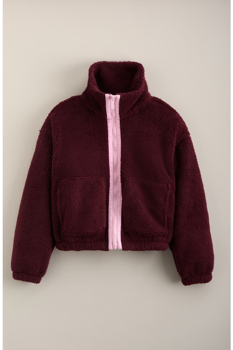 Kids' Fluffy Fleece Jacket, Main, color, BURGUNDY STEM