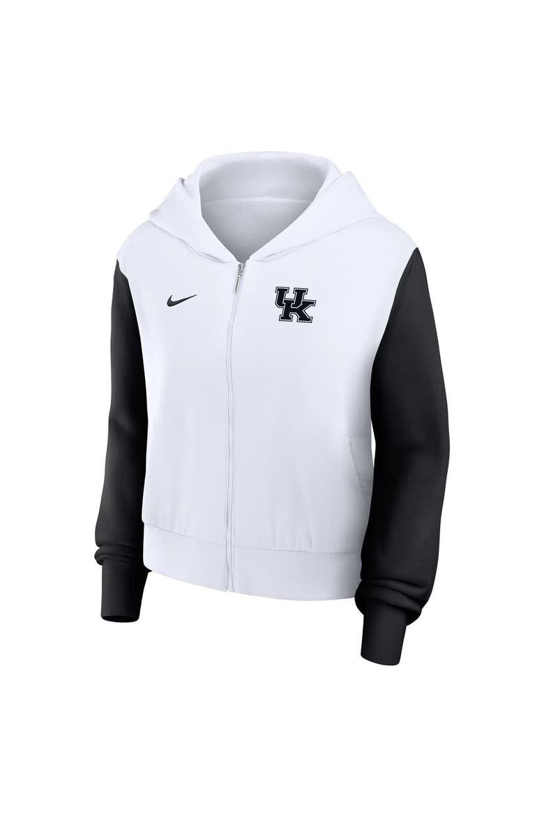 Women's Nike White Kentucky Wildcats Cropped Beyond Capability Color-Block Script Full-Zip Hoodie, Alternate, color, White