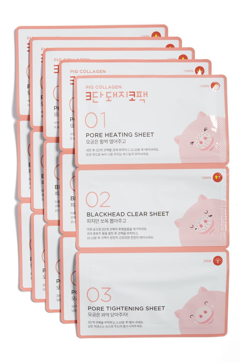 Pig Collagen 3 Step Nose Pack, Main, color, PINK