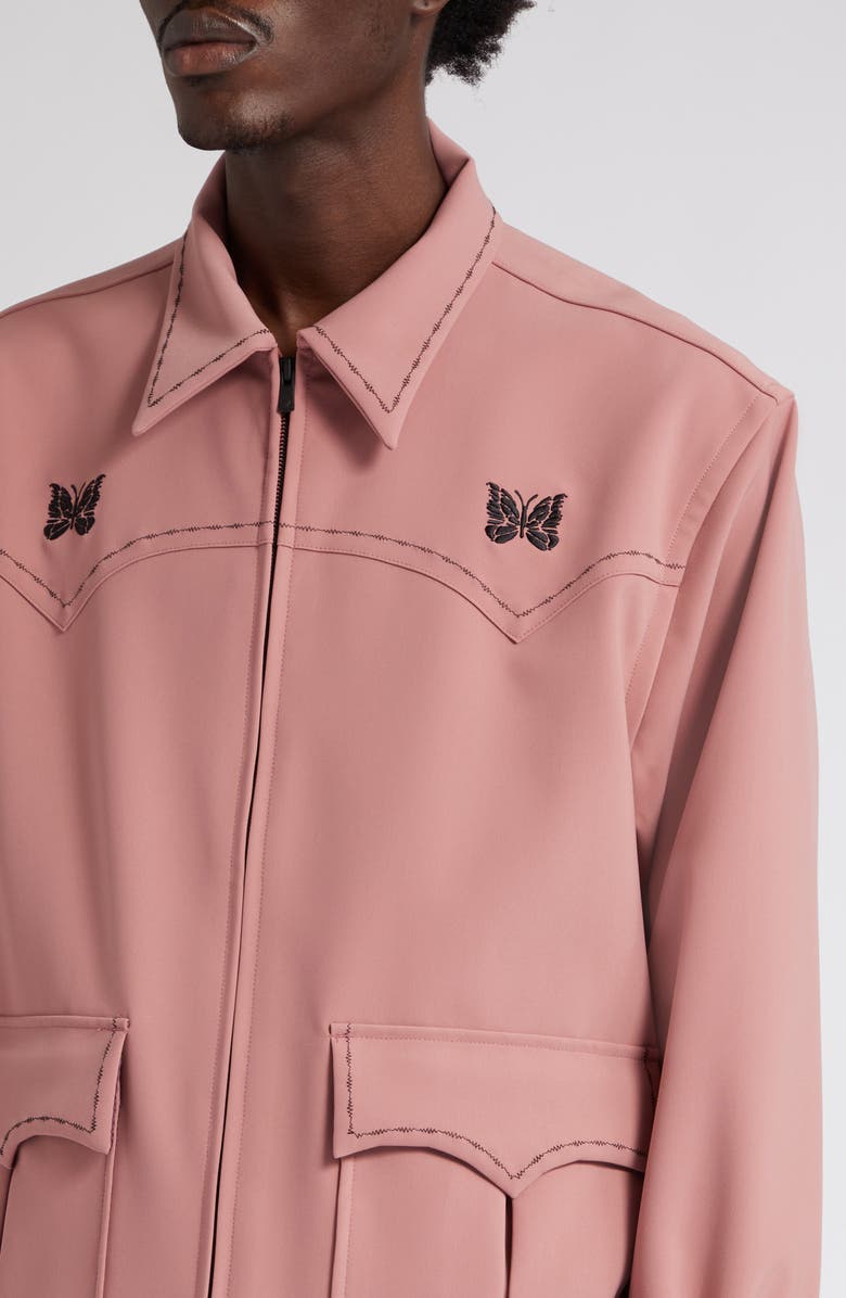 Needles Butterfly Embroidered Topstitched Western Sport Jacket, Alternate, color, 