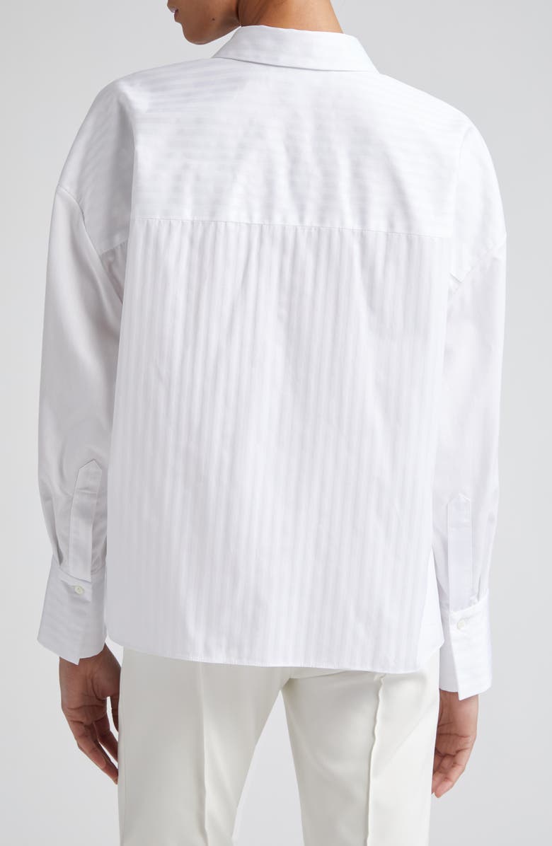 PARTOW Theo Jacquard Stripe Cotton Button-Up Shirt, Alternate, color, White