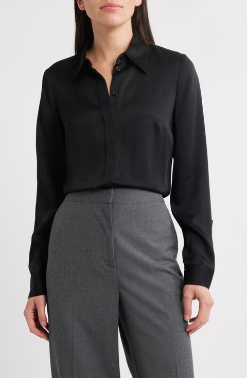 Hansen Charmeuse Button-Up Shirt