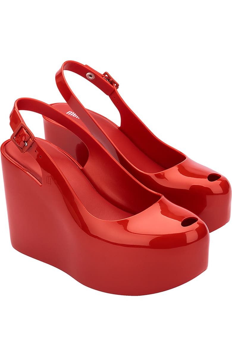 Melissa Groovy Slingback Platform Wedge Pump, Main, color, Red