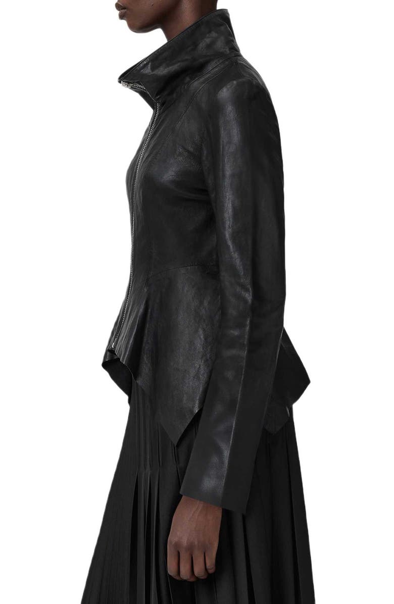 AllSaints Grace Leather Biker Jacket, Alternate, color, Black