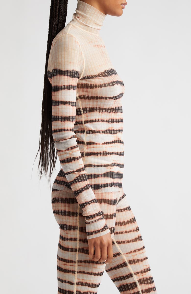 Jean Paul Gaultier x KNWLS Stripe Semisheer Tulle Turtleneck Top, Alternate, color, 