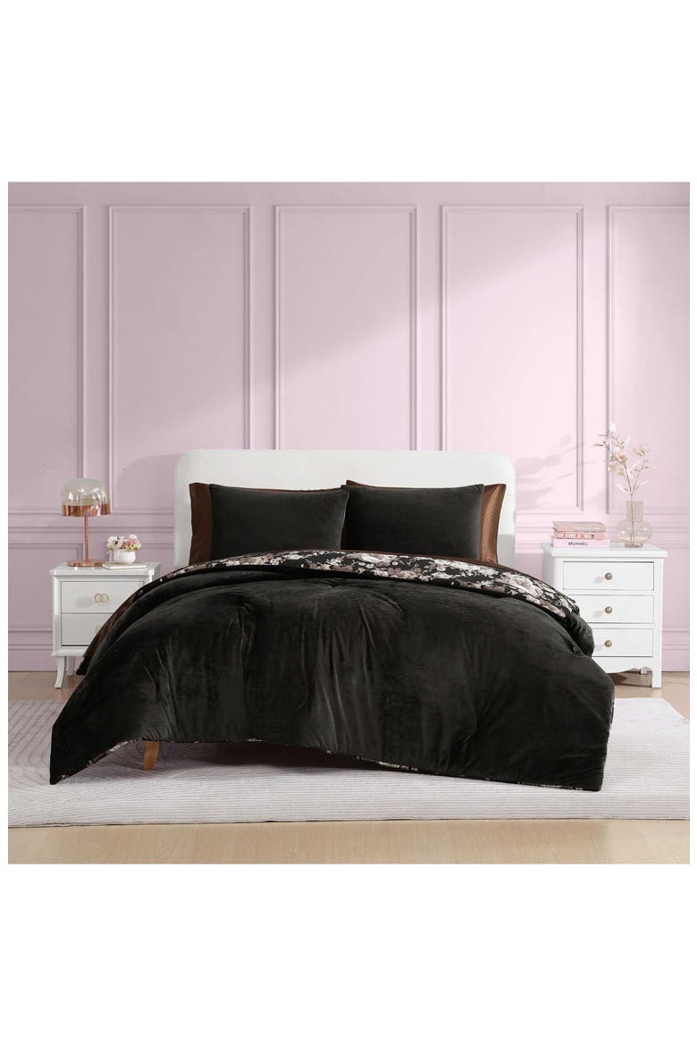 Velvet Solid Comforter & Sham Set, Alternate, color, BLACK