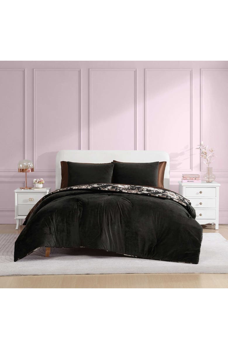 Betsey Johnson Velvet Solid Comforter & Sham Set, Alternate, color, Black