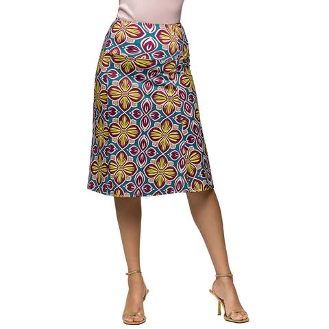 Maternity Bright Floral Print Elastic Waist Knee Length Skirt