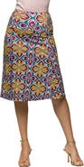 24seven Comfort Apparel Maternity Bright Floral Print Elastic Waist Knee Length Skirt