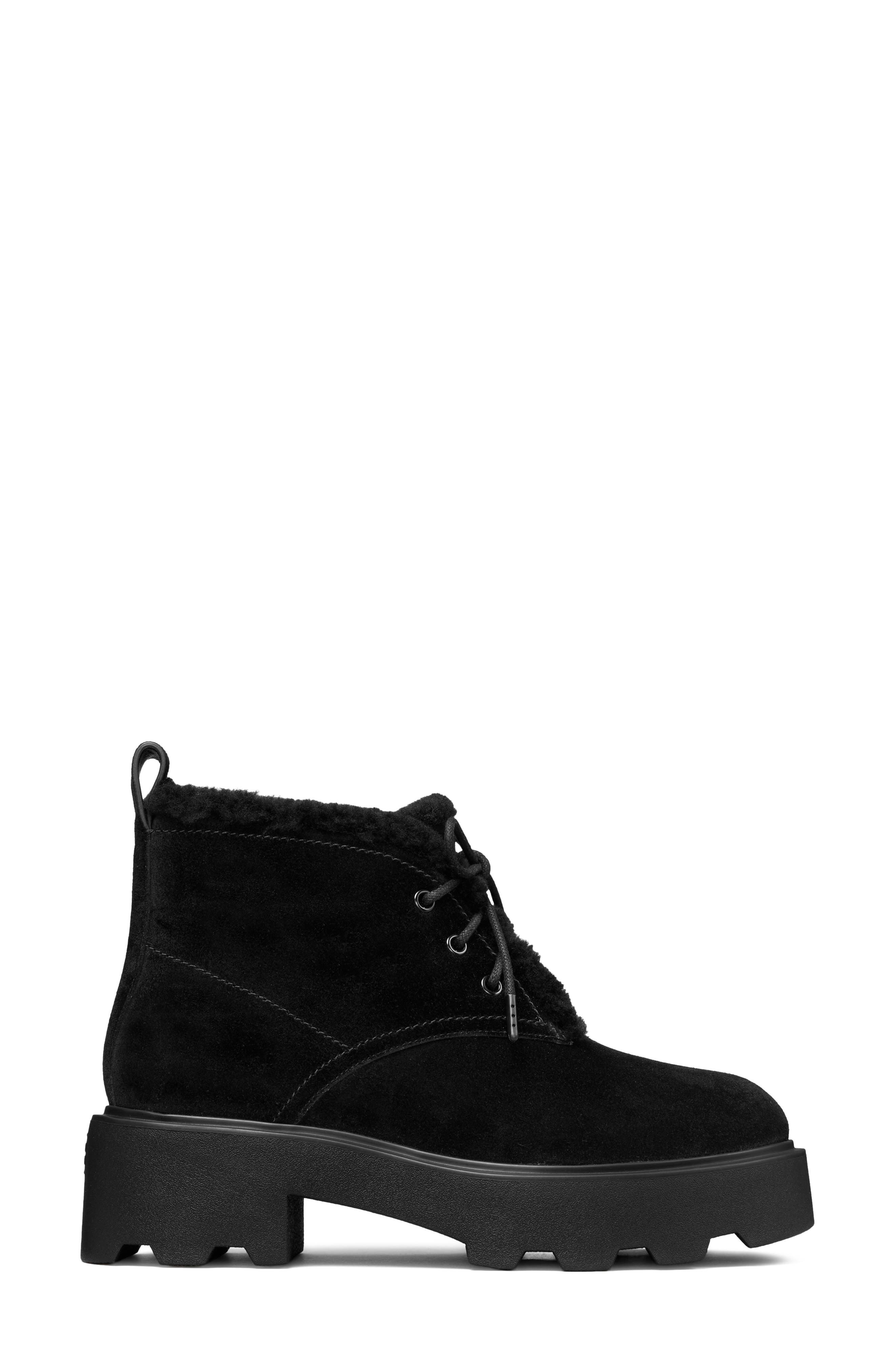Desert Leather Genuine Shearling Boot, Alternate, color, PERFECT BLACK