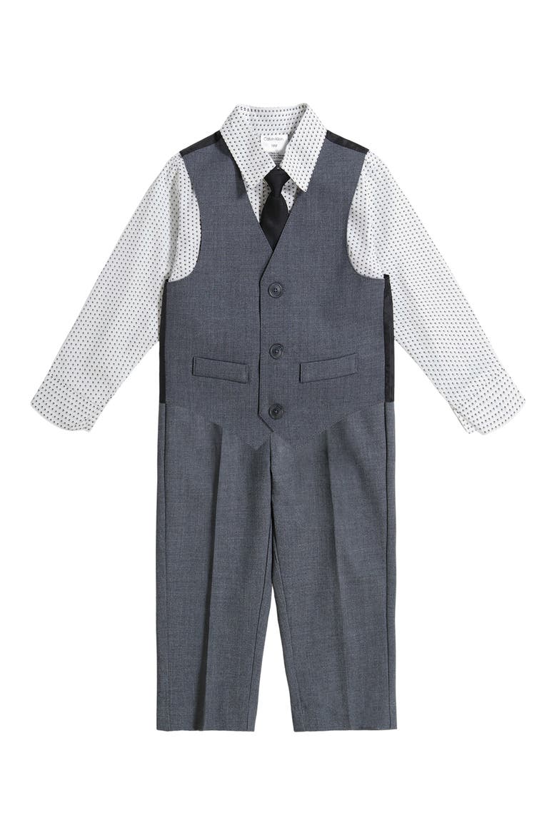 Kids' Button-Up Shirt, Tie, Vest & Pants Set, Main, color, 022 OXFORD GREY HT