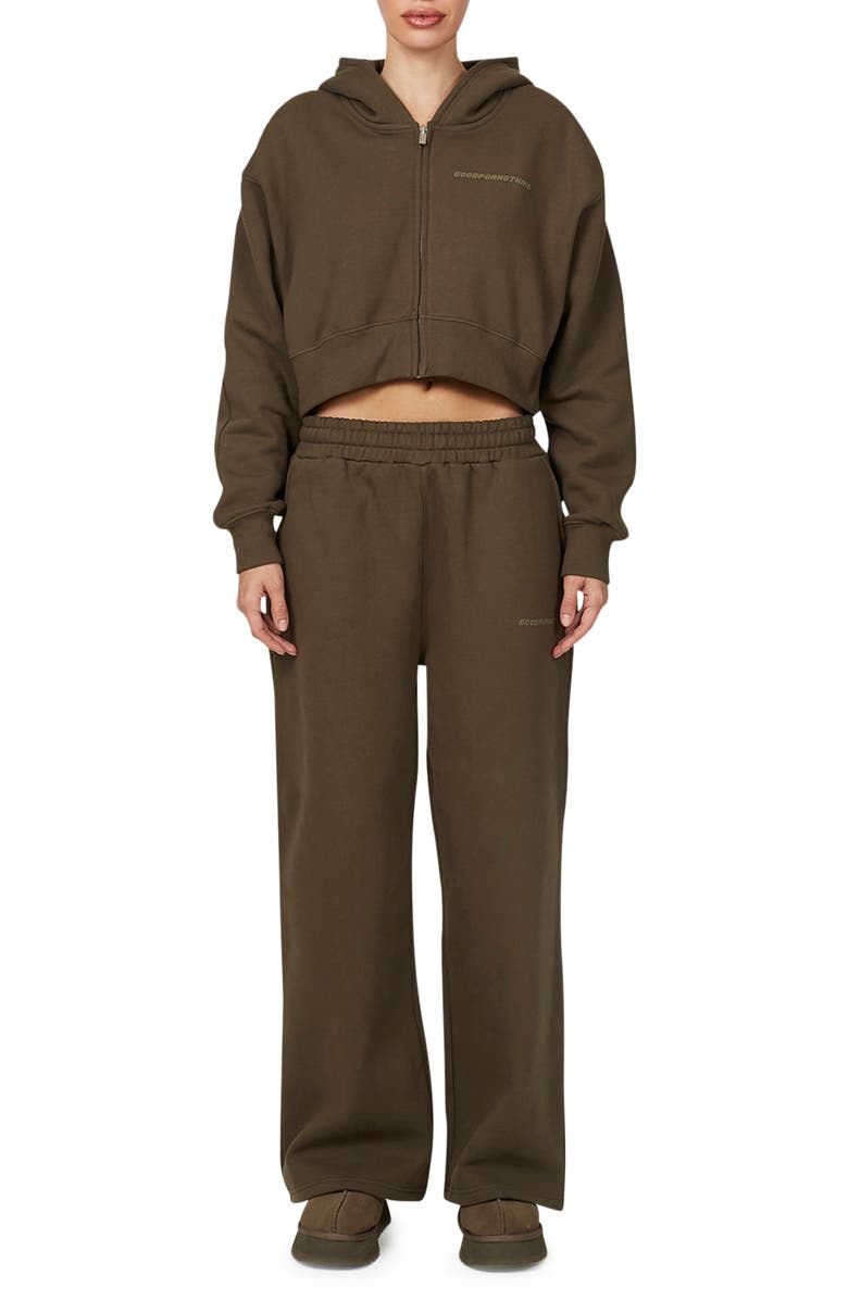 Good For Nothing Vintage  Tonal Crop Zip Hoodie, Alternate, color, Brown