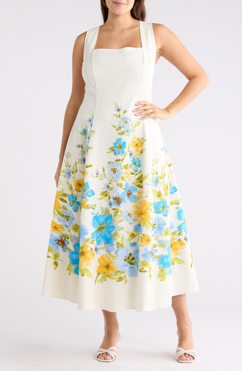 FLYING TOMATO Floral Print Midi Dress, Main, color,