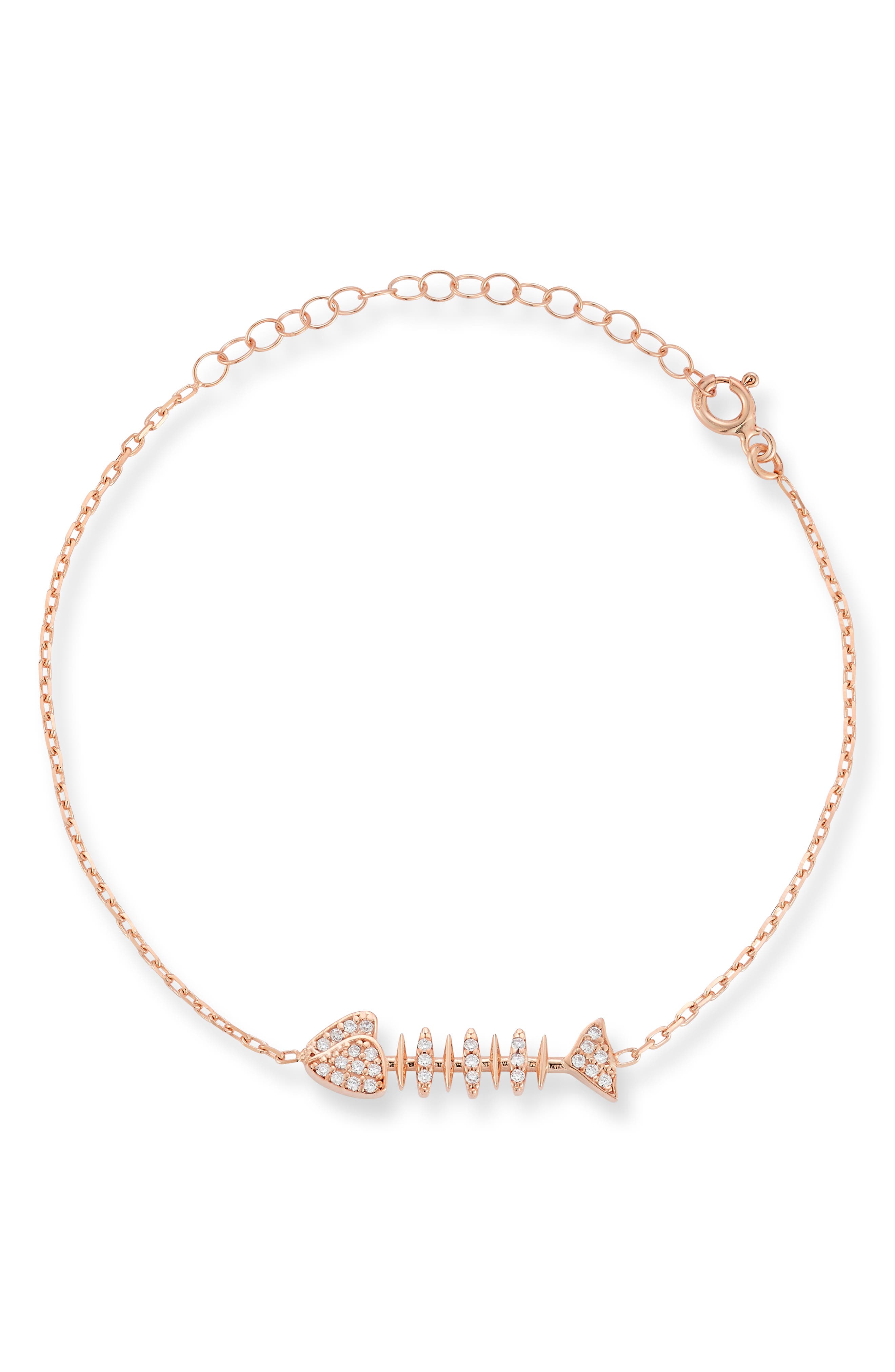 Sphera Milano Cubic Zirconia Fishbone Bracelet In Rose Gold
