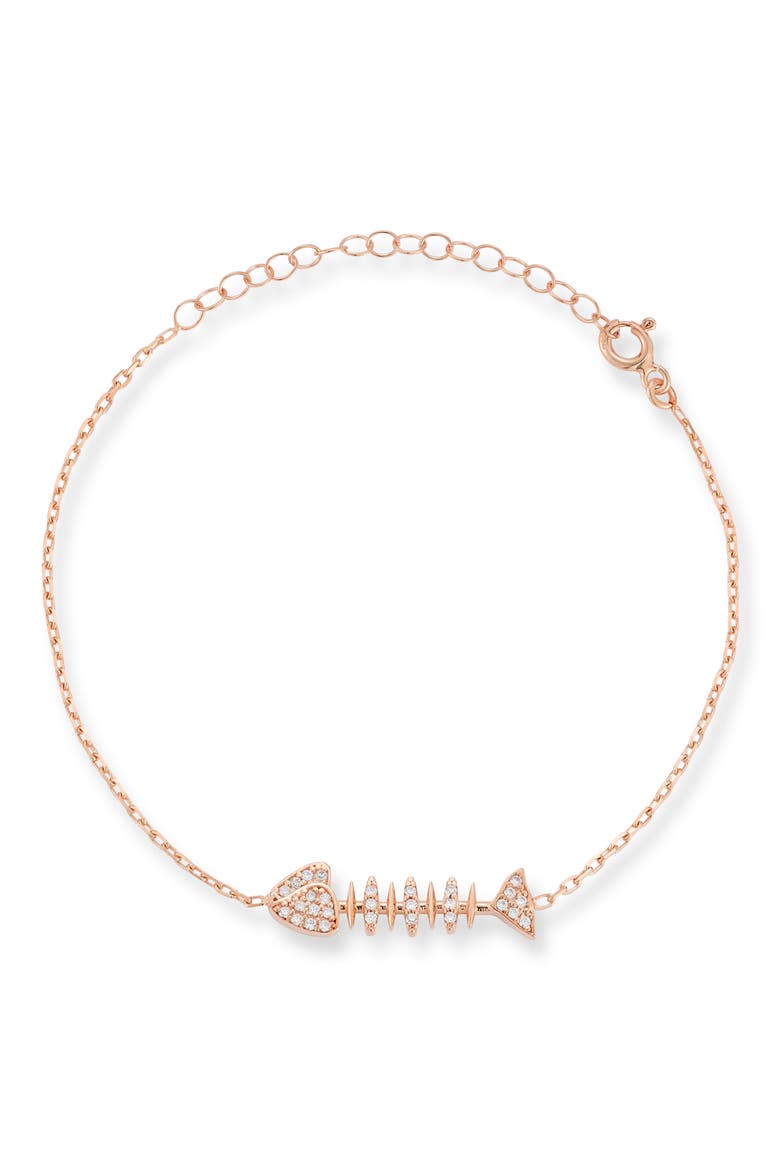 Cubic Zirconia Fishbone Bracelet, Main, color, ROSE GOLD