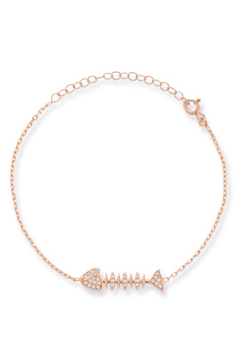 Cubic Zirconia Fishbone Bracelet
