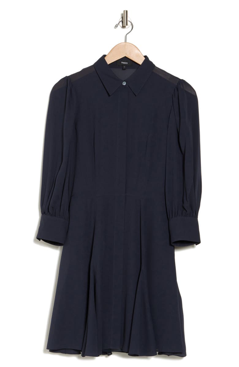 Theory Silk Mini Shirtdress, Alternate, color, 