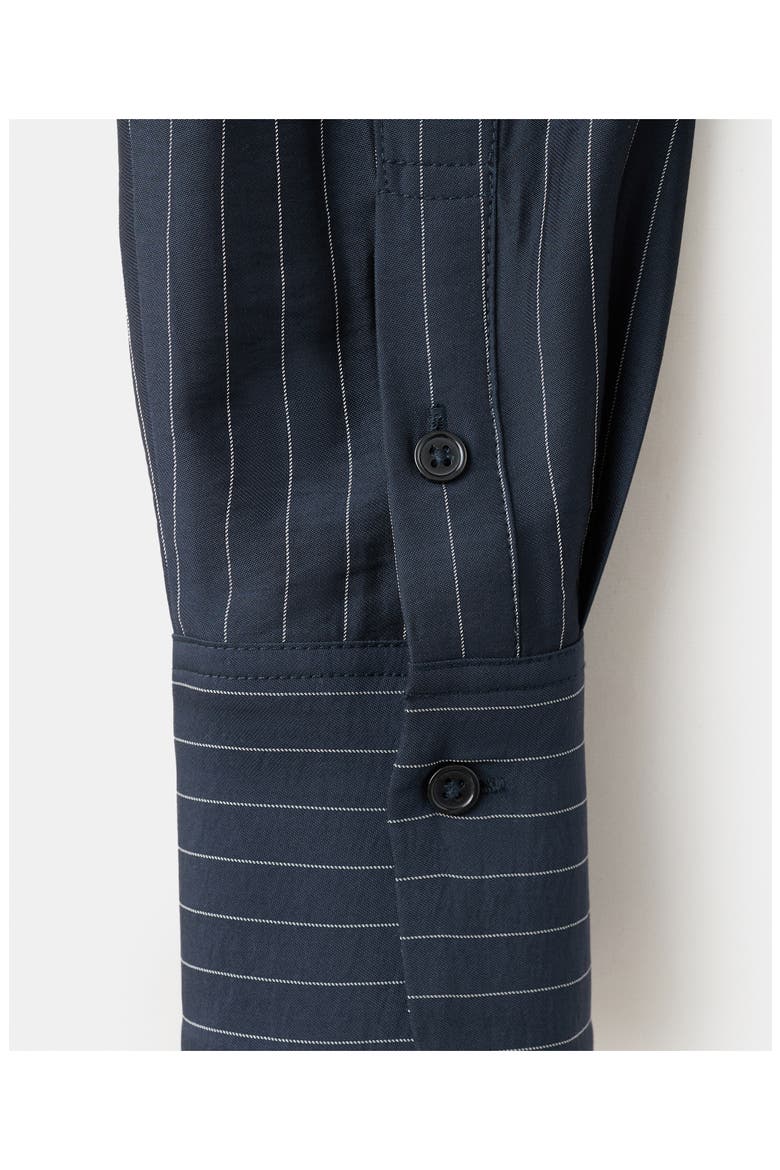 Pinstripe Button-Up Shirt, Alternate, color, NAVY