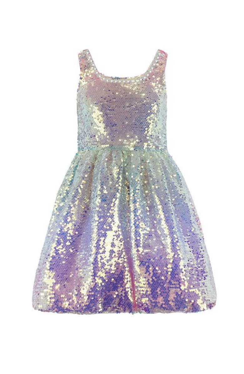 Lola + The Boys Sparkle Ombre Rainbow Dress, Main, color, Pink