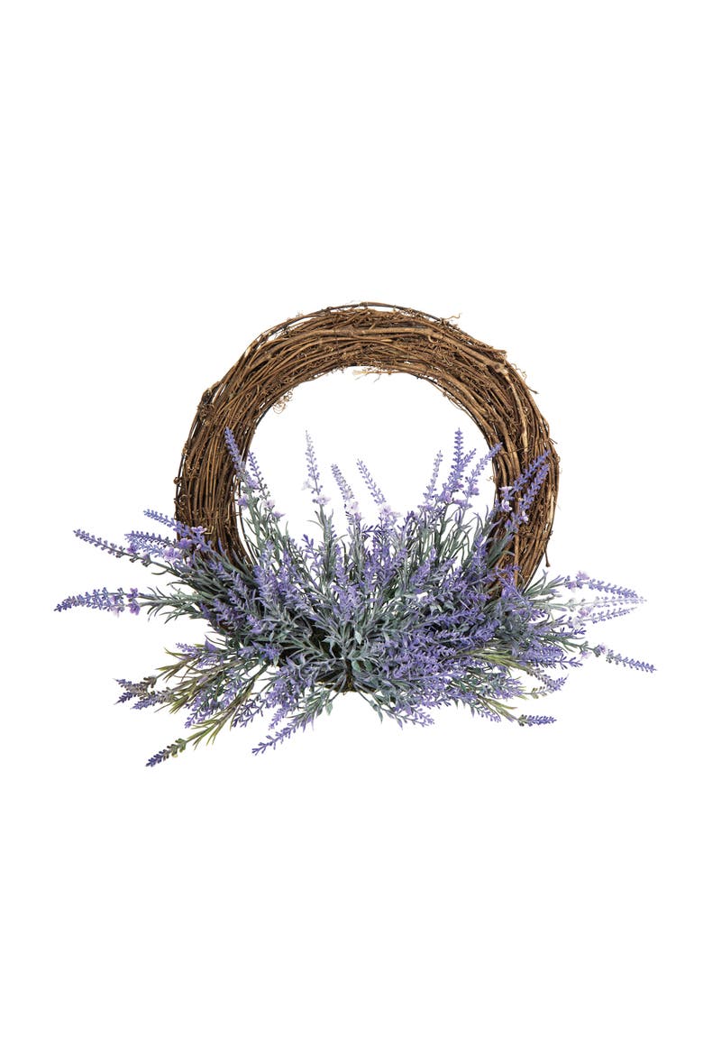 Lavender Botanical Leaves Decorative Spring Wreath, Alternate, color, Purple