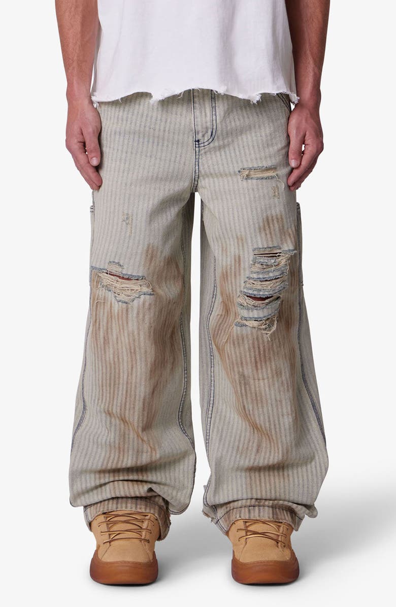 mnml Ultra Baggy Ripped Railroad Stripe Carpenter Jeans, Main, color, Multi