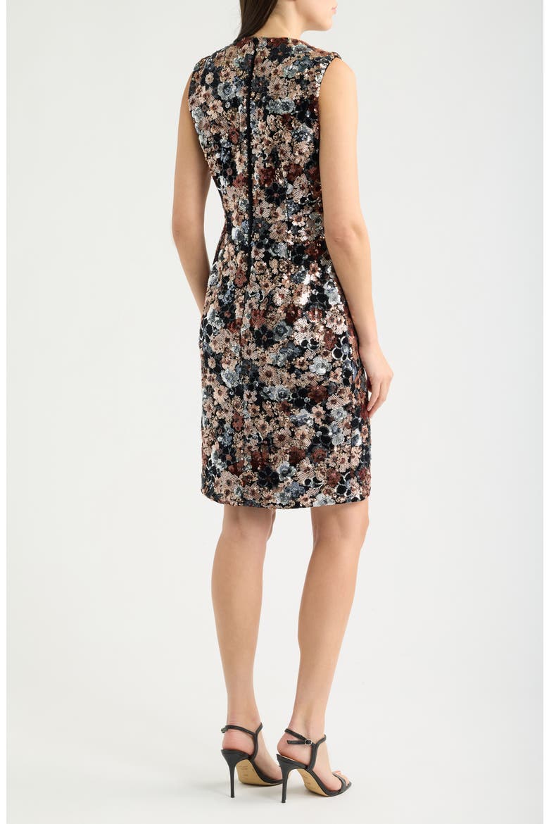 Floral Sequin Sheath Dress, Alternate, color, ANNE BLACK MULTI