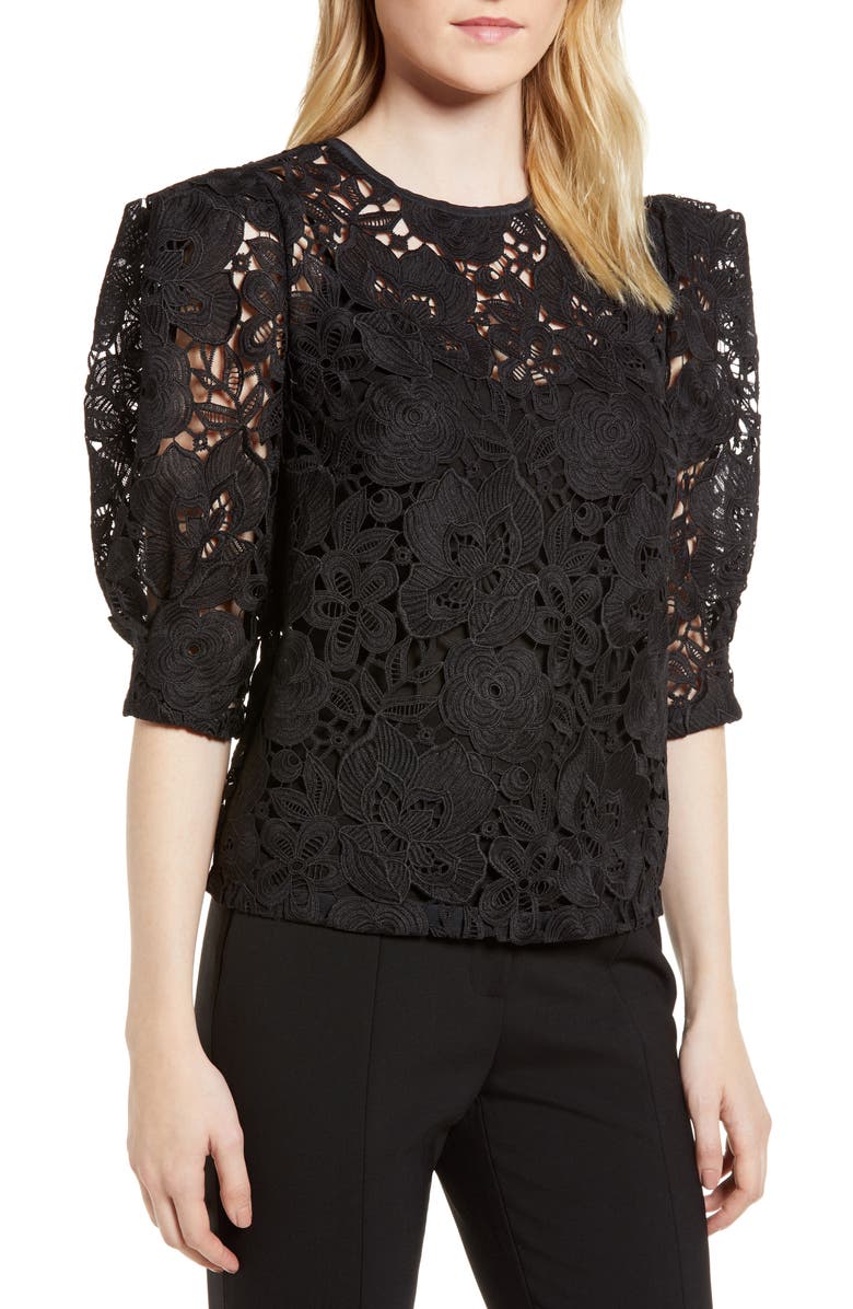 Lewit Puff Sleeve Lace Blouse, Main, color, 