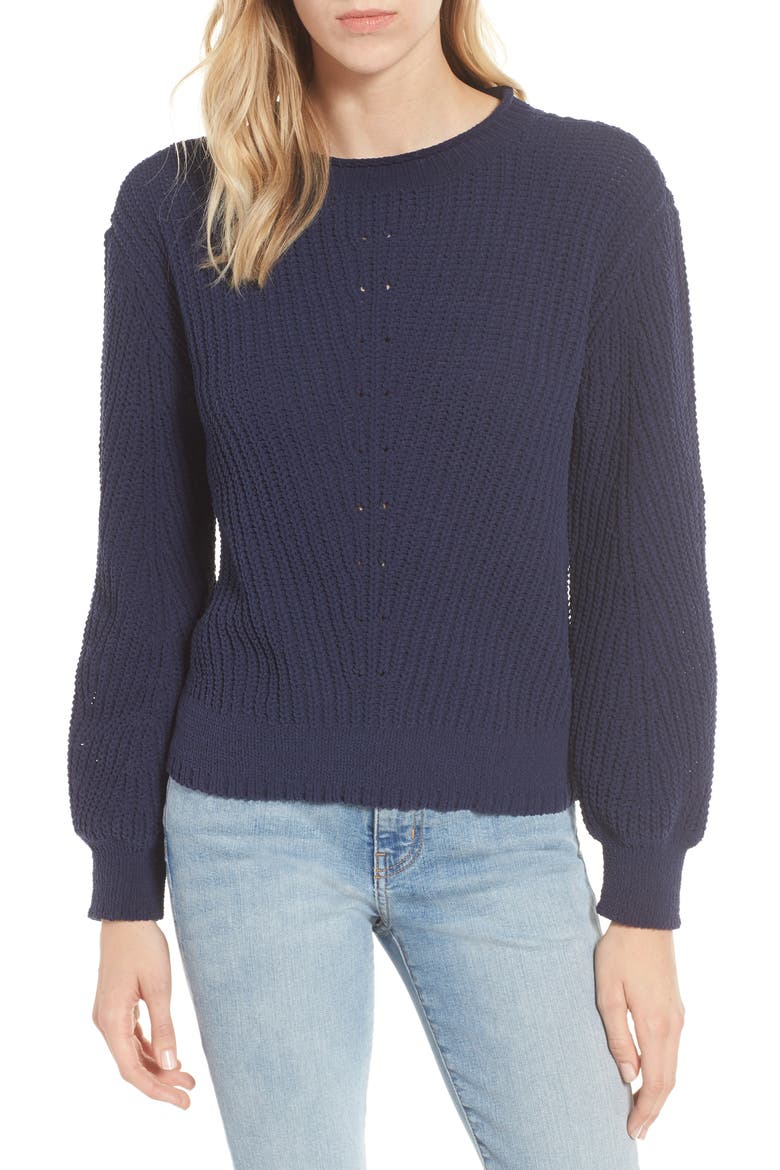 Chenille Crewneck Sweater, Main, color, NAVY PEACOAT