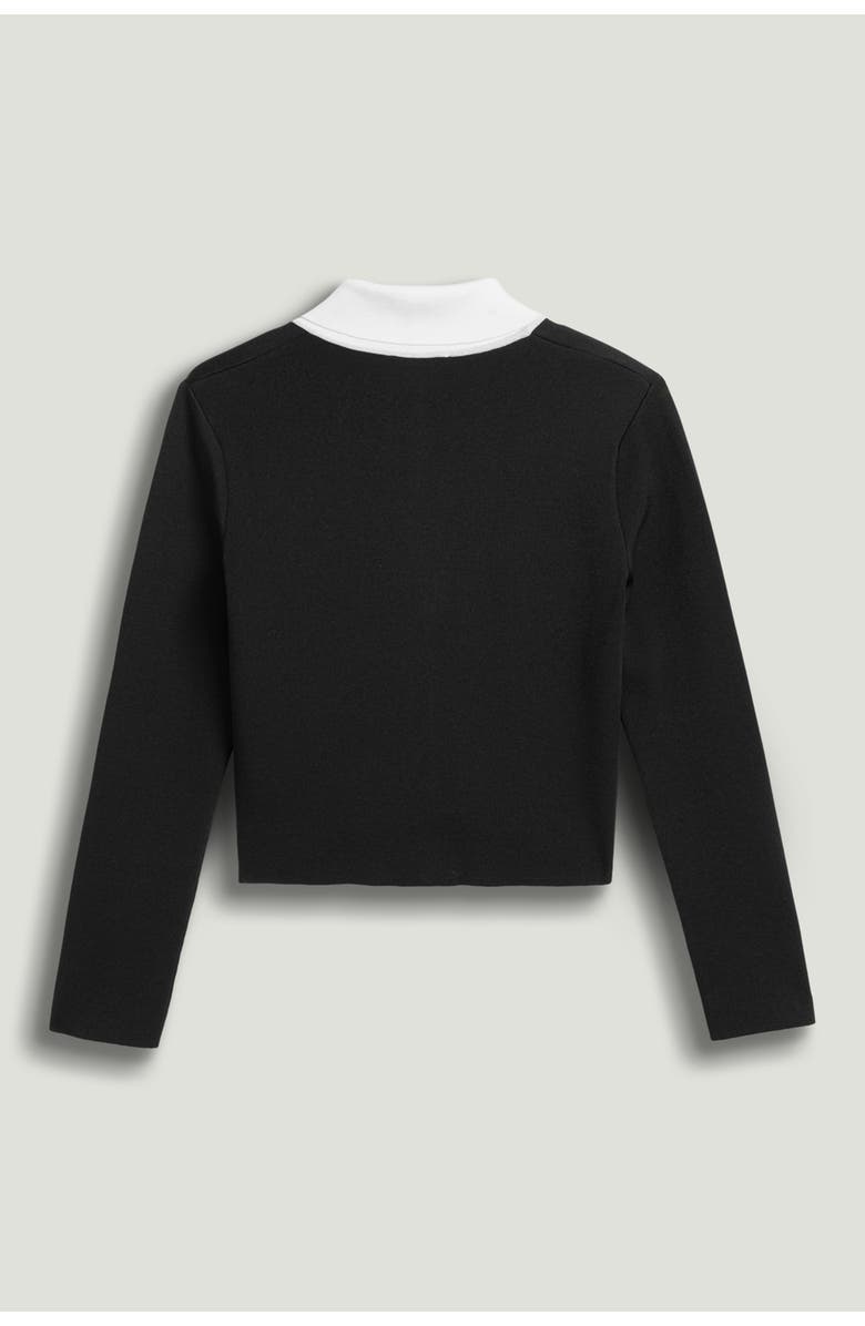 Nocturne Contrast Collar Knit Cardigan, Alternate, color, Black