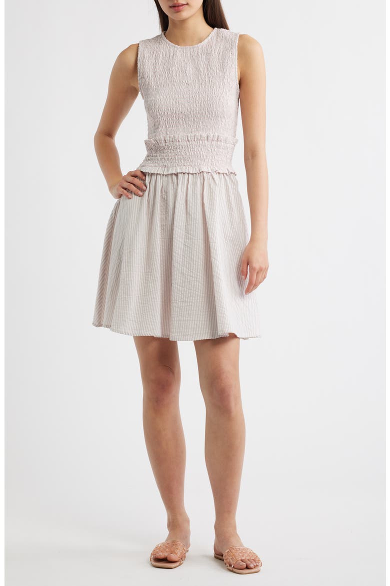 Antonietta Smocked Sleeveless Minidress, Main, color, ROSE PALE